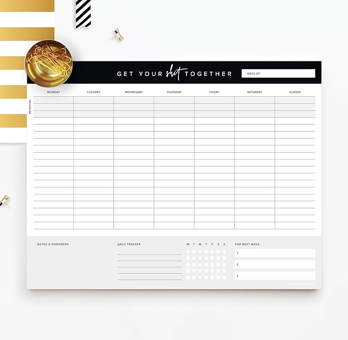 Get Your Stuff Together Weekly Work Planner - 8.5 x 11 Inch Undated Daily Planner with 52 Tear-Off Pages, Weekly To Do List Notepad for Effective Task Management, US Owned Busines-HomvellaHome
