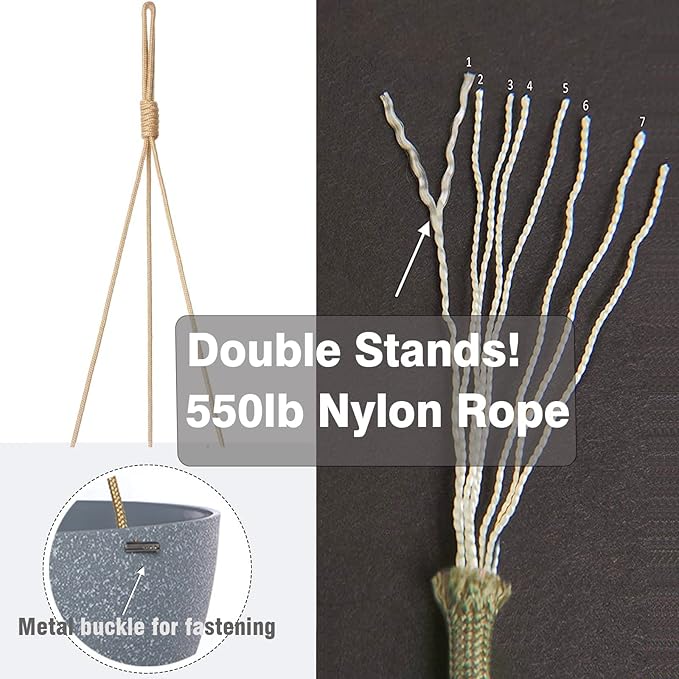 12 Inch 2 Pack Large Hanging Planters for Indoor Outdoor Plants, Plastic Hanging Basket Pots for House Plants Flowers, Grey-HomvellaHome