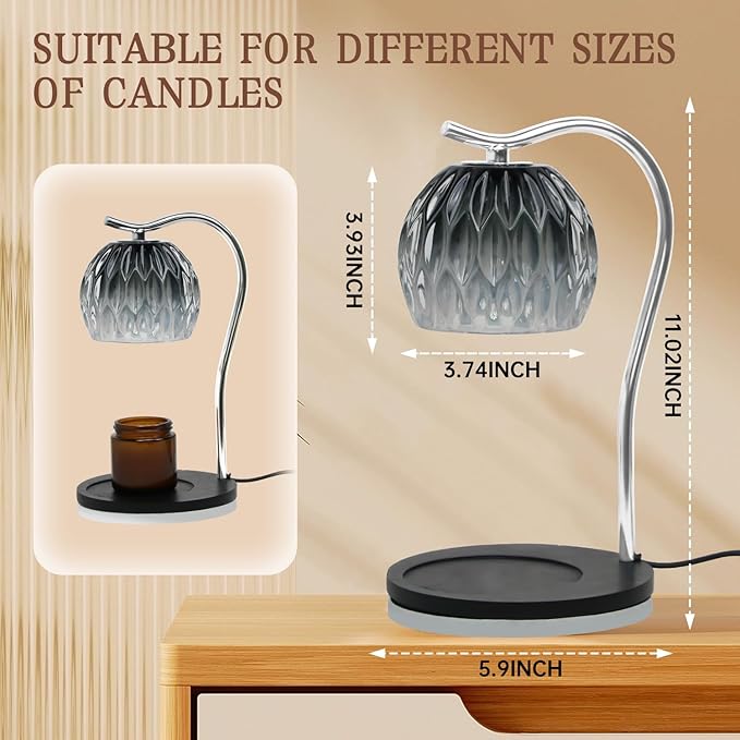 GEEZO Fragrance Candle Warmer Lamp，Electric Candle Warmer with Timer & Dimmer，Mom Christmas Birthday Gifts for Women, House Warming Gifts New Home Bedroom Decor-HomvellaHome