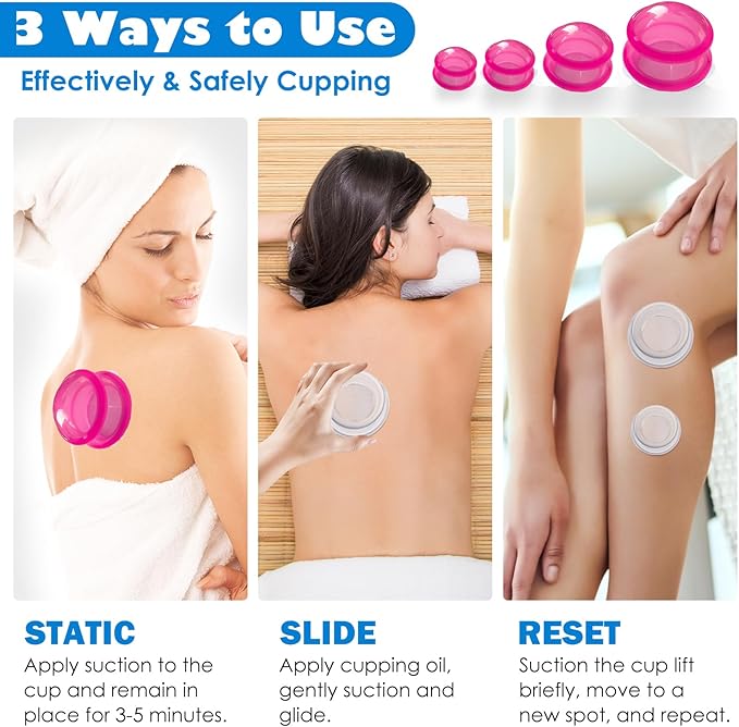 15Pcs Cupping Therapy Set-Professional Silicone Cupping, Suitable for Facial Body Massage/Deep Myofascial Release/Pain Relief/Muscle Relaxation & More (Rose Red,15pcs)-HomvellaHome