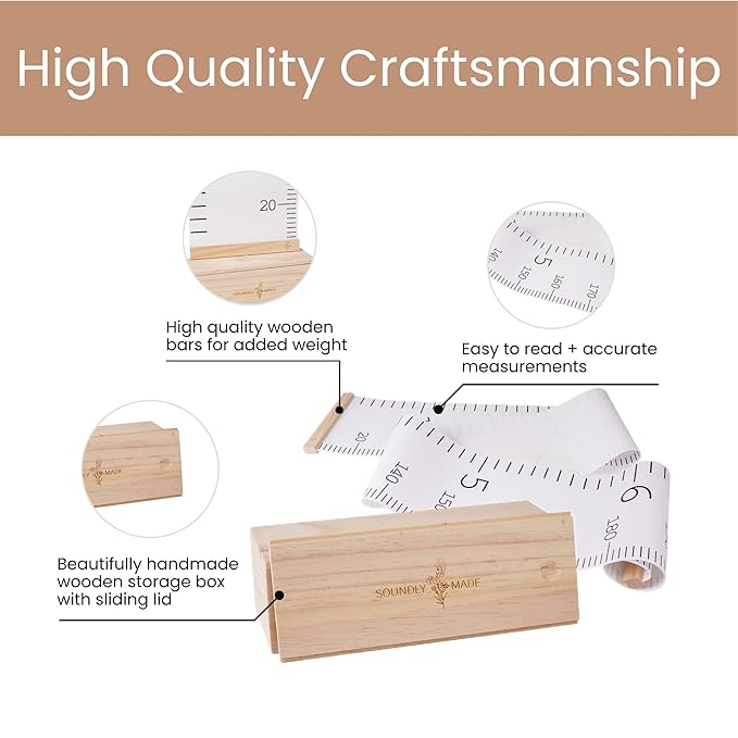 Growth Chart for Wall | Kids Height Chart Canvas Ruler with Wooden Storage Box | Waterproof Measuring Chart | Nursery Decor & Baby Shower Gift-HomvellaHome