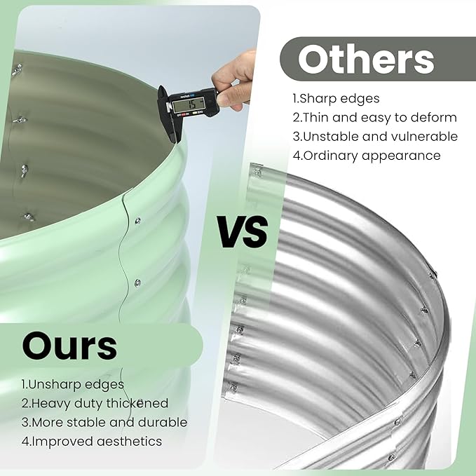 2 Pcs 6x3x1.5ft Oval Raised Garden Bed, Galvanized Raised Beds,Open-Ended Base Metal Raised Planter Beds,Garden Bed Outdoor,Planter Raised Boxes for Vegetables, Flowers,Tool-Free Asse,Green-HomvellaHome