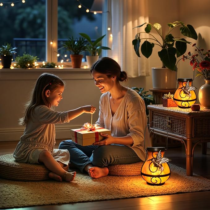 2 Pack Solar Lanterns for Outside Hanging,Solar Garden Lights Outdoor Waterproof with Flickering Flame,Led Lantern for Patio Yard Camping Halloween Decorations,Gardening Gifts for Mom-HomvellaHome