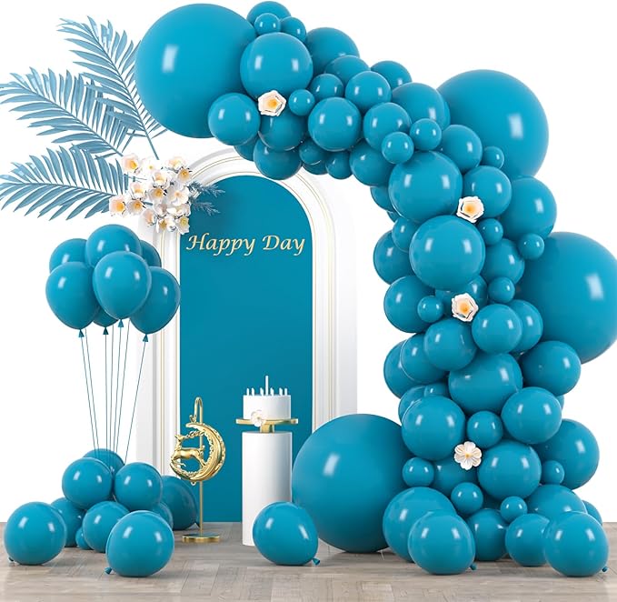 130pcs Peacock Blue Balloons Different Sizes 18" 12" 10" 5" Teal Blue Latex Balloon Garland Arch Kit for Birthday Baby Shower Graduation Wedding Gender Reveal Anniversary Party Decorations-HomvellaHome