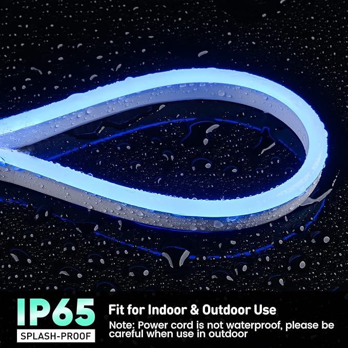 GZBtech Flexible LED Neon Rope Lights 33FT,AC 110-120V Waterproof Strip Light, 120 LEDs/M Cuttable Connectable Neon Lighting for Indoor Outdoor Home Decor/Commercial Building Use-Blue 10M-HomvellaHome