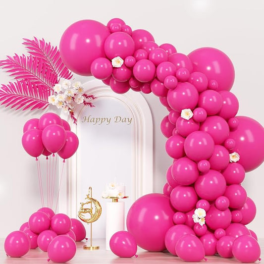 130pcs Hot Pink Balloons Different Sizes 18" 12" 10" 5" Dark Pink Balloons for Birthday Graduation Baby Shower Wedding Anniversary Princess Theme Party Valentine's Day Decorations-HomvellaHome