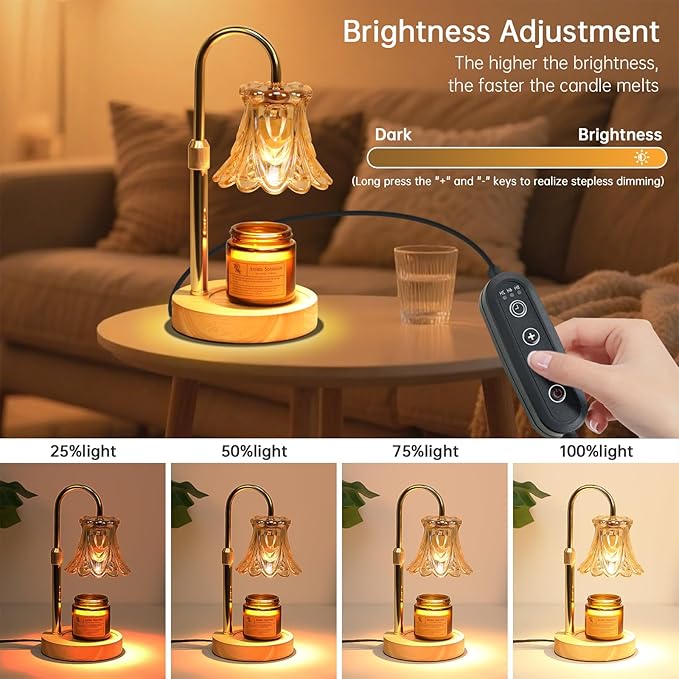 GEEZO Fragrance Candle Warmer Lamp，Electric Candle Warmer with Timer & Dimmer，Mom Christmas Birthday Gifts for Women, House Warming Gifts New Home Bedroom Decor-HomvellaHome