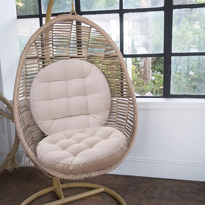 Tiita Stripe Patio Seat Cushions 22"x22" Round Chair Pads Home Floor Cushion Window Pad Set of 2 Throw Pillows Indoor/Outdoor, Green-HomvellaHome