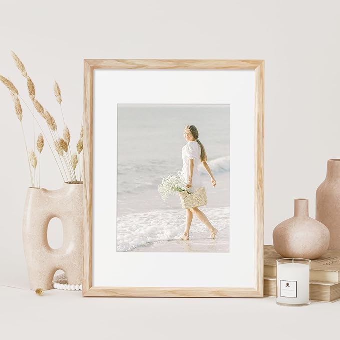 12x16 Picture Frame Natural Solid Oak Photo Frames with 8.5x11 Removable Mat Wall Hanging Large Handcrafted Frame with HD Plexiglass Wall and Tabletop Display Large Poster Frame-HomvellaHome