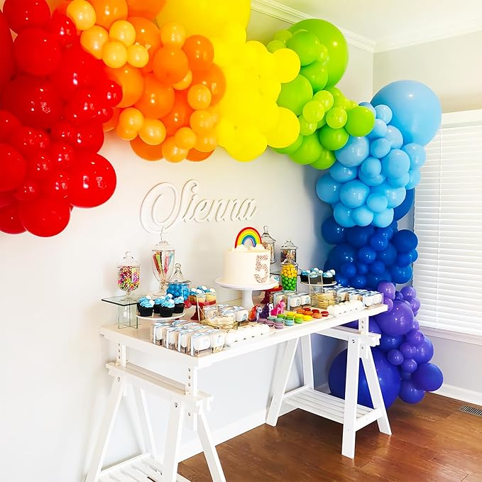 134pcs Rainbow Balloon Arch Kit Different Sizes 18" 12" 10" 5" Assorted Color Latex Balloon Garland Arch Kit for Birthday Baby Shower Graduation Wedding Gender Reveal Party Decorations-HomvellaHome