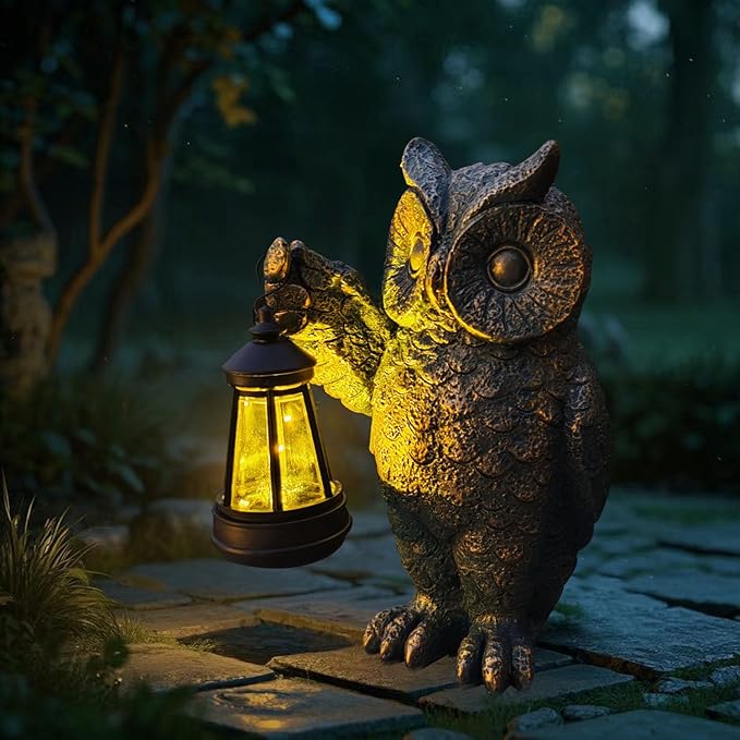 Garden Statues Outdoor, owl Figurines Decorated with Solar Lights, Unique Christmas Birthday Gifts for Moms, Grandmas, Women, Wives, Sisters-HomvellaHome