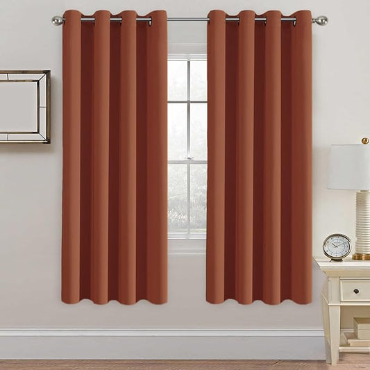 H.VERSAILTEX Solid Thermal Insulated Grommet Blackout Window Curtain Panels for Nursery & Infant Care - Orange - 52" W x 72" L - Set of 2 Panels-HomvellaHome