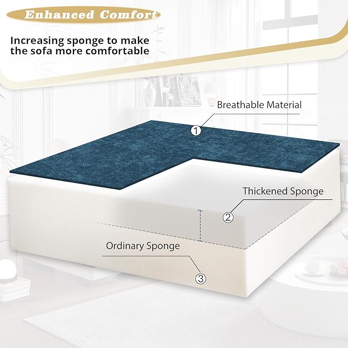 110 Inches Chenille Sectional Sofa w/Pull Out Sofa Bed & Adjustable Back, Tufted U Shaped Couch w/Two Storage Chaises, Sleeper Sectional Sofa w/USB Port & Cup Holders for Living Room, Blue-HomvellaHome