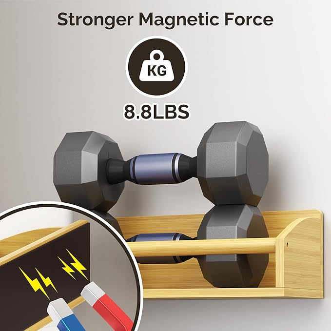 2 Pack Magnetic Spick Rack for Refrigerator, Fridge Organizer Shelf, Bamboo Wood-HomvellaHome