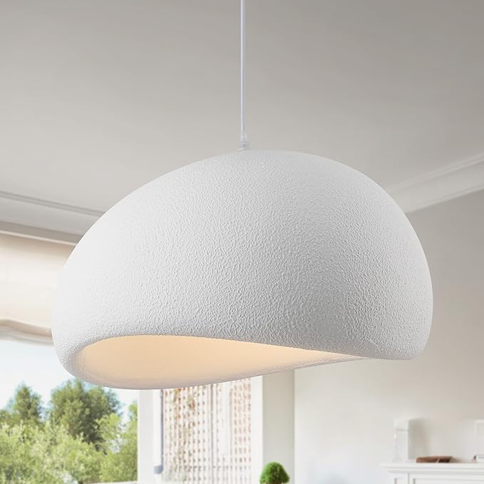 15.7in Wabi Sabi Pendant Lights Kitchen Island Lighting Fixture Ceiling Mount White Modern Japanese Lamp Japandi Chandelier for Dining Living Room Hallway Bedroom Restaurant Hanging Lamp-HomvellaHome