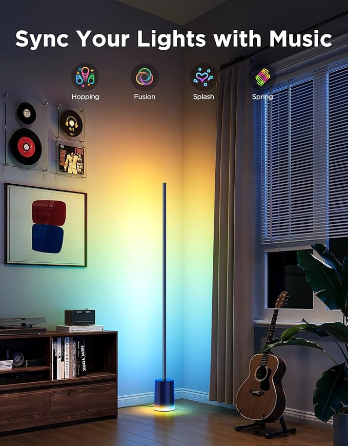 Govee Floor Lamp 2 with Matter, RGBIC, Warm Cool White LED, Alexa Compatible, 1725lm, Music Sync, Scene Modes, Smart Floor Lamp for Living Room, Bedroom, Blue(1 Pack)-HomvellaHome