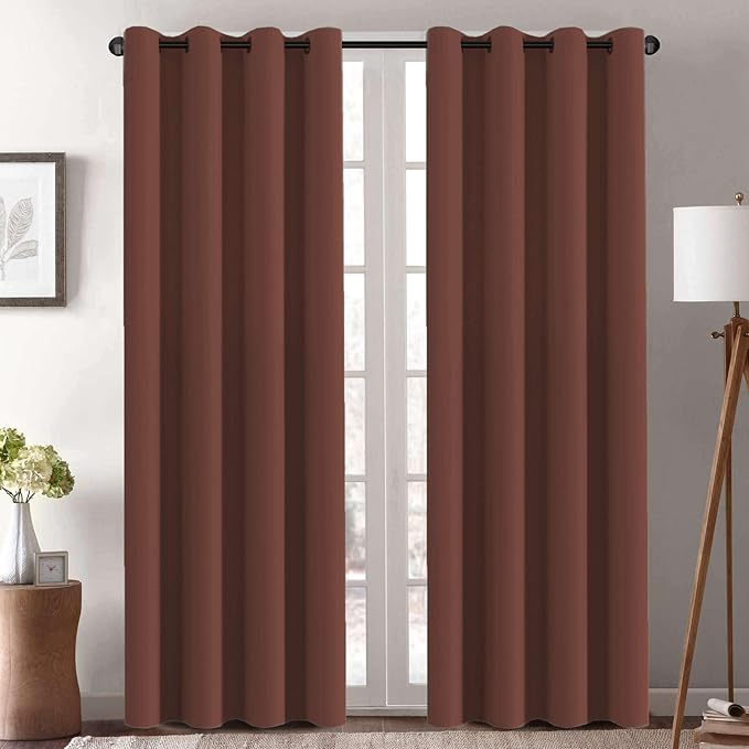 H.VERSAILTEX Blackout Curtains 84 inches Long for Living Room Thermal Insulated Room Darkening Window Treatment Panels Drapes Light Reducing Curtains for Bedroom, 2 Panels, 52" W x 84" L, Rust-HomvellaHome
