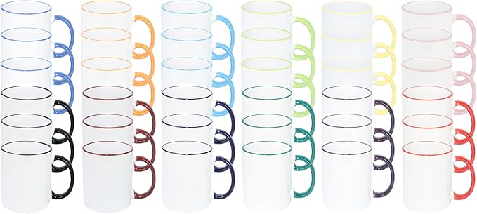 11oz White Ceramic Sublimation Coffee Mug in White Gift Box,12 Mixed Colors Banded, Case of 36-HomvellaHome