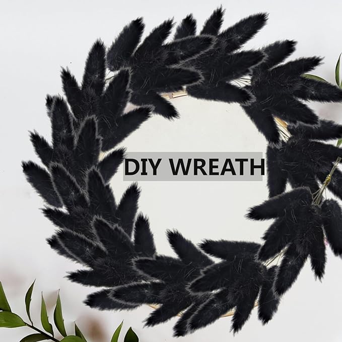 115 PCS Black Pampas Grass Bouquet, Boho Table Decor, Black Bunny Tails Dried Flowers, Dried Pampas Grass for Weddings, Home Decor, Rustic Parties, and Baby Shower Decorations-HomvellaHome