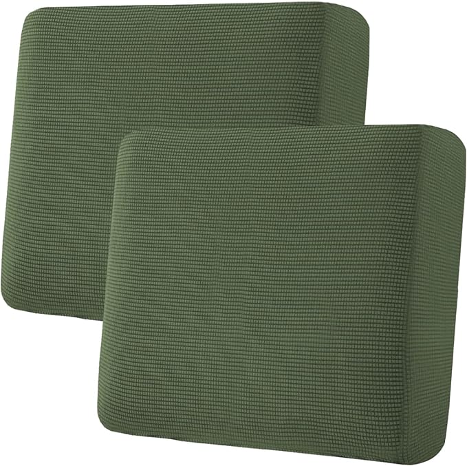 H.VERSAILTEX Super Stretch Individual Seat Cushion Covers Sofa Covers Couch Cushion Covers Slipcover Sets Thick Jacquard Textured Twill Fabric (2 Piece Large Sofa Cushion Covers, Bronze Green)-HomvellaHome