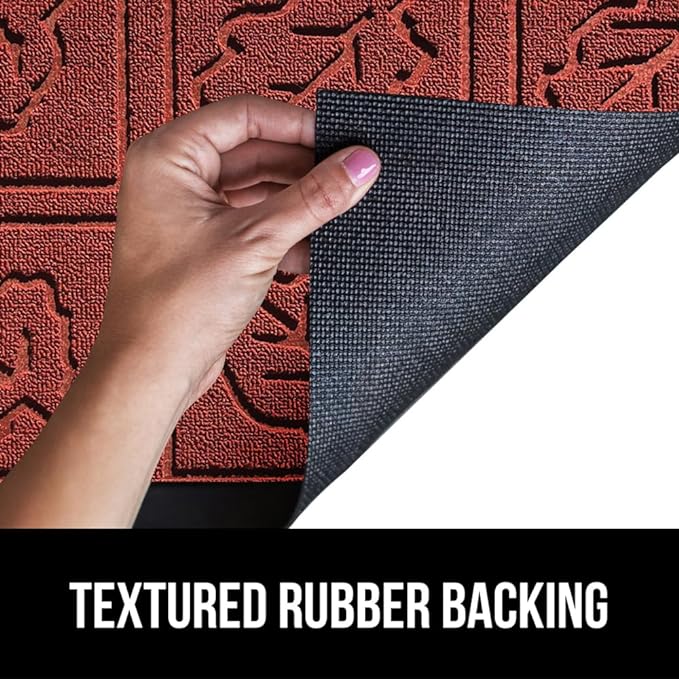 GORILLA GRIP 100% Waterproof All-Season WeatherMax Doormat 35x23, US Designed Natural Rubber, Stain and Fade Resistant, Low Profile Indoor Outdoor Door Mats, Easy Clean Patio Mat, Burgundy Leaves-HomvellaHome