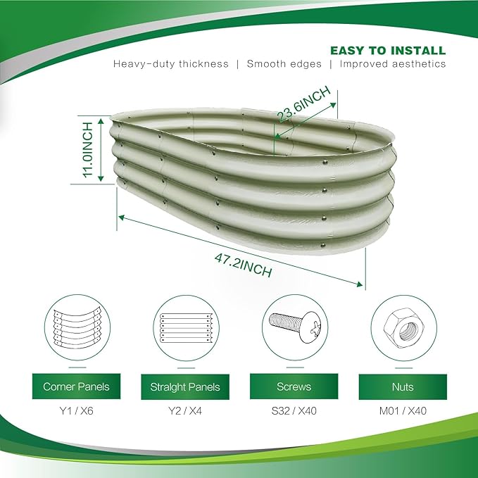 Gardmax 2 Pack Galvanized Raised Garden Bed, Lightweight Planter Boxes Outdoor with Easy Assembly, Large Garden Bed for Vegetables, Fruits, Flower-HomvellaHome