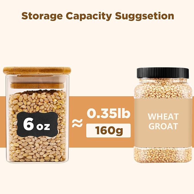 Glass Food Storage Jars Square 6oz, 16 Pack Glass Jars With Bamboo Lids, Kitchen Storage Containers For Spice, Candy, Cookie, Storage For Pantry Organizers-HomvellaHome