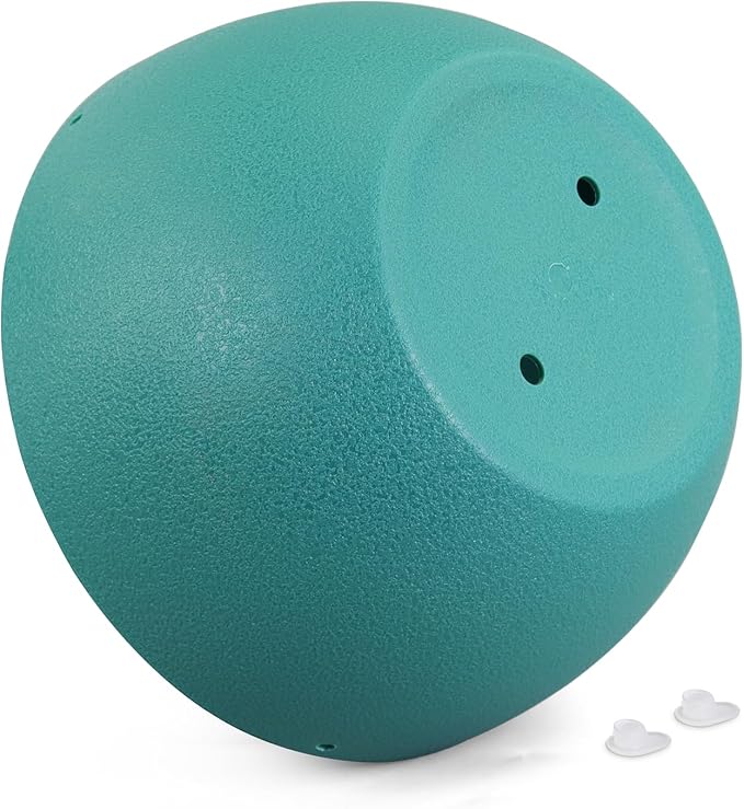 12 inch Large Hanging Planters for Indoor Outdoor Plants, 2 Pack Hanging Flower Plant Pots with Drainage Holes and Chain for Garden Porch, Plastic Hanging Baskets for House Plants, Blue Green-HomvellaHome