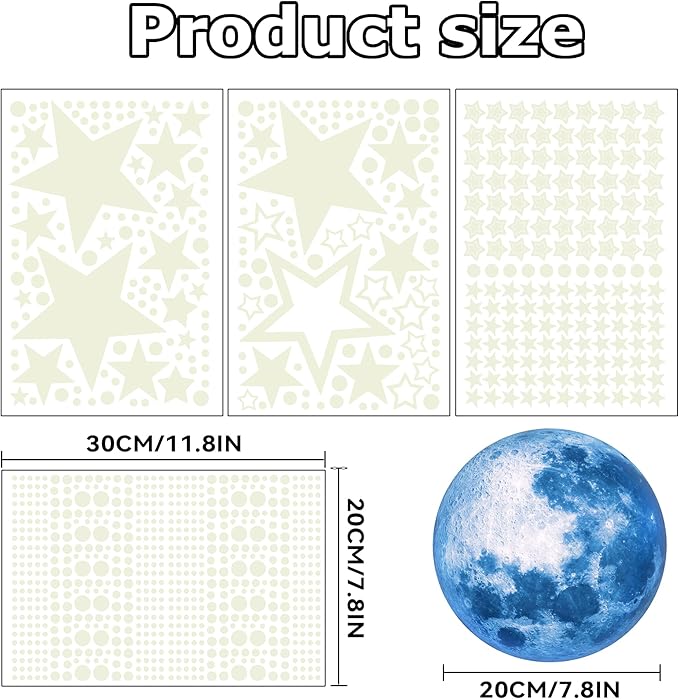 1078Pcs Glow in The Dark Stars for Ceiling Glowing Space and Moon Decals Universe Stickers Kids Wall Decor Perfect for Boys Girls Nursery Bedroom Living Room-HomvellaHome