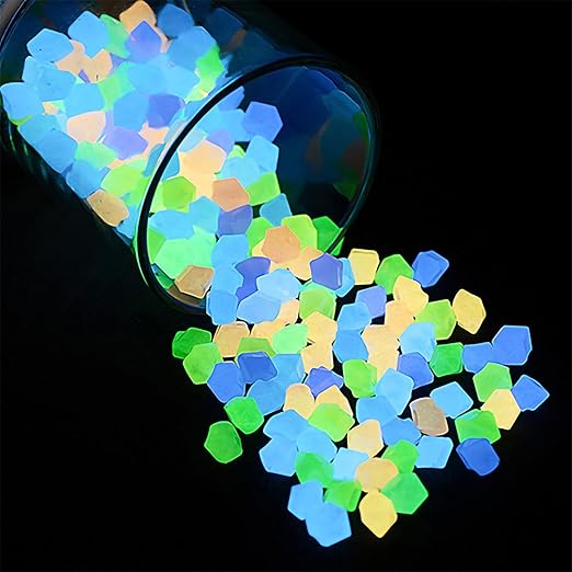 Glow in The Dark Rocks, 500PCS Fairy Garden Decorations Stones, Outdoor Decor for Mixd Color Luminous Pebble Stones for Plants/Backyard/Aquarium (1, Mixd, 500)-HomvellaHome
