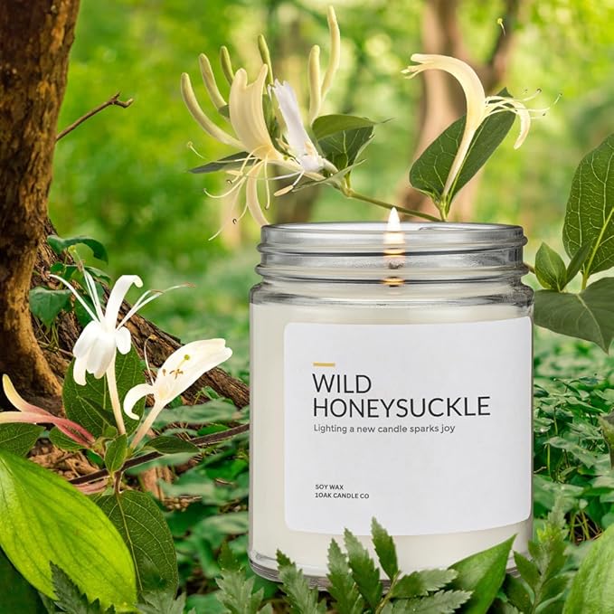 1OAK Soy Wax Scented Candles (Wild Honeysuckle) - Long Burning Premium Hand-Poured (7oz.)-HomvellaHome