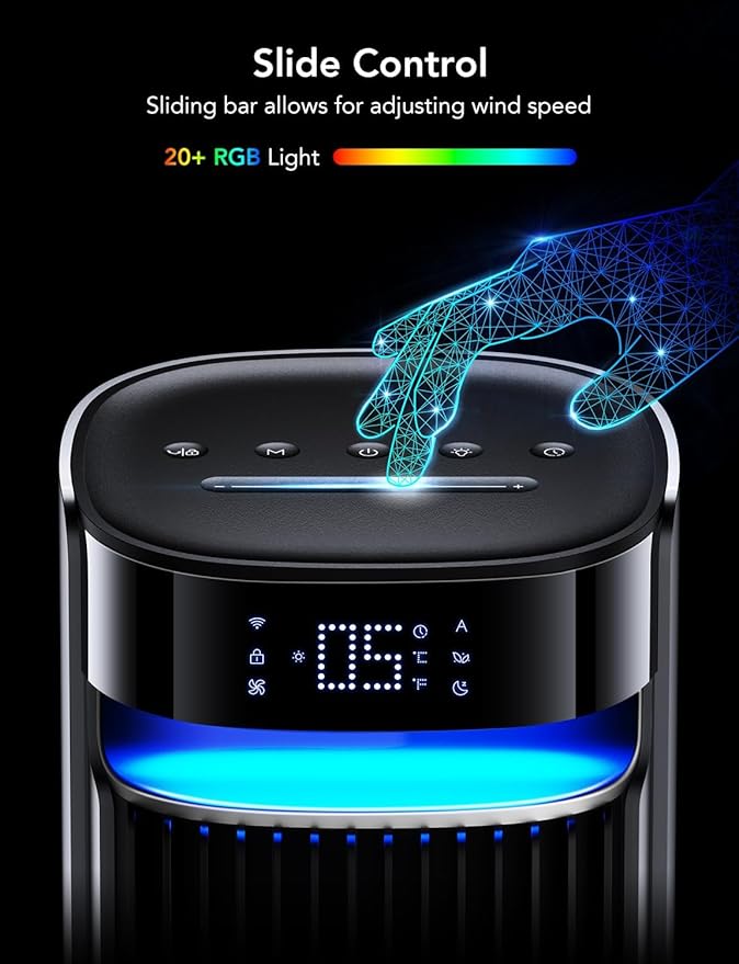 GoveeLife 42'' Tower Fan for Bedroom, Smart Floor Fans with 150° Adjustable Oscillating, APP & Voice Control, 5 Modes 12 Speeds up to 26ft/s, 24H Timer, 27dB Quiet Fan for Cooling Home Office Silver-HomvellaHome