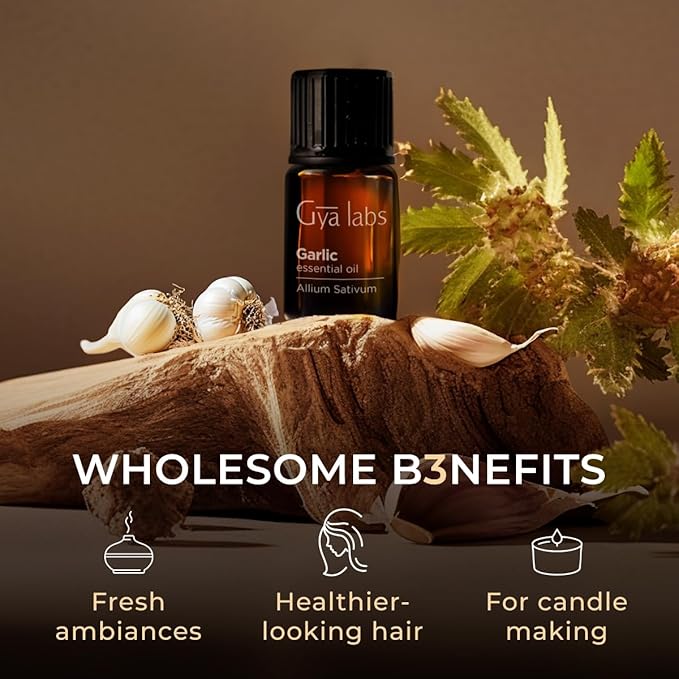 Gya Labs Garlic Essential Oil for Diffuser - 0.34 Fl Oz - 100% Pure Natural Garlic Oil for Skin, Hair, Candle Making Scent-HomvellaHome