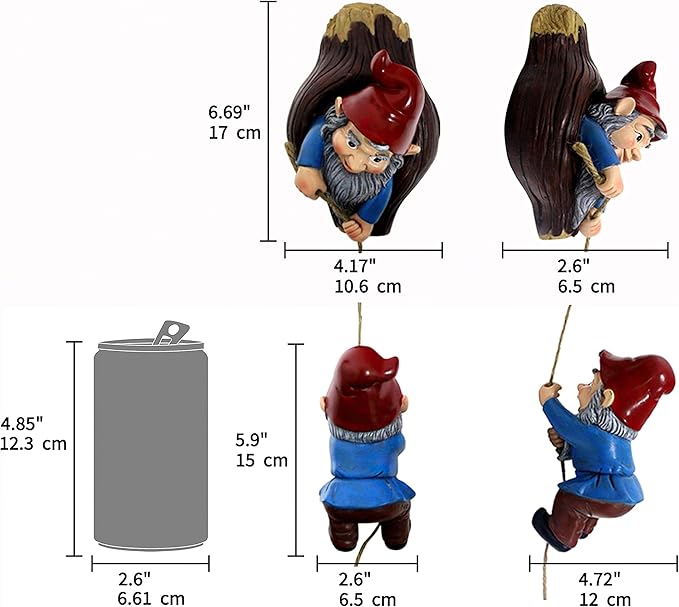 Gnome Tree Hugger Figurines Miniature Fairy Elf Climbing Tree Hanging Statue Garden Sculpture Decorative Outdoor Ornaments-HomvellaHome