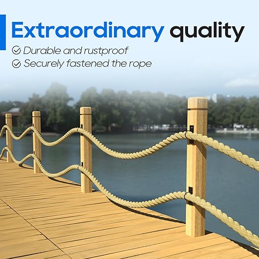 10Pack 2inch Rope Support Holder Drop Ring Brackets Stainless Steel Decorative for Hemp Rope Fencing Stair Deck Railing Ceiling Hook-HomvellaHome
