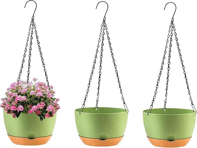 10 Inch Self Watering Hanging Pots, 3 Pack Hanging Planters-HomvellaHome