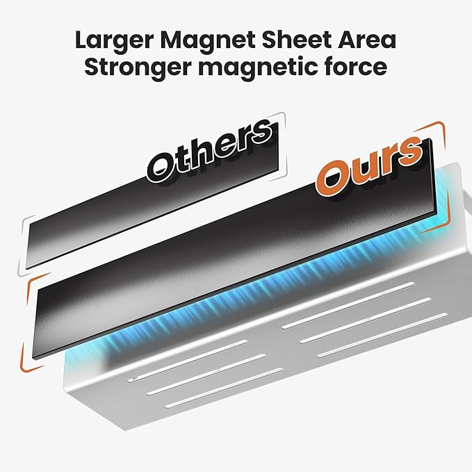 16.9 Inch Wide Large Capacity Magnetic Spice Rack for Refrigerator, 4 Pack Metal Fridge Shelf, White-HomvellaHome