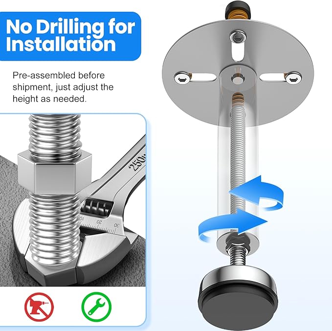 Garbage Disposal Support, Adjustable Spring Shock Absorber Bracket (11.02-14.56inch (28-37cm)), Holds Up tp 440lbs, Stainless Steel Noise Reduction Installation Kit-HomvellaHome