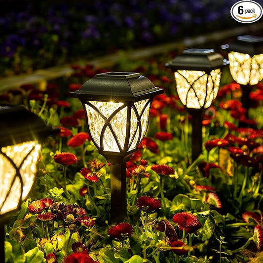 GIGALUMI Solar Lights Outdoor Waterproof, 6 Pack LED Solar Garden Lights, Outdoor Decorations, Garden Decor for Yard, Patio, Landscape, Planter, Walkway (Warm White)-HomvellaHome