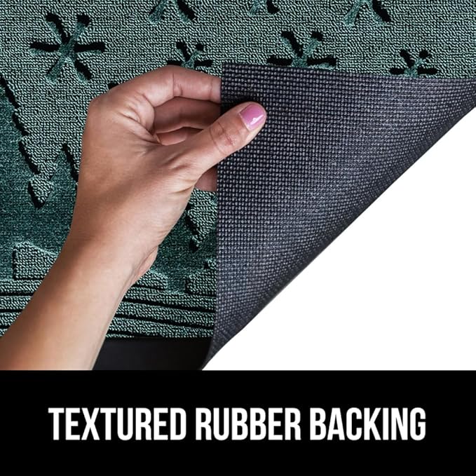 GORILLA GRIP 100% Waterproof All-Season WeatherMax Doormat 35x23, US Designed Natural Rubber, Stain and Fade Resistant, Low Profile Indoor Outdoor Door Mats, Easy Clean Patio Mat, Green Snowscape-HomvellaHome