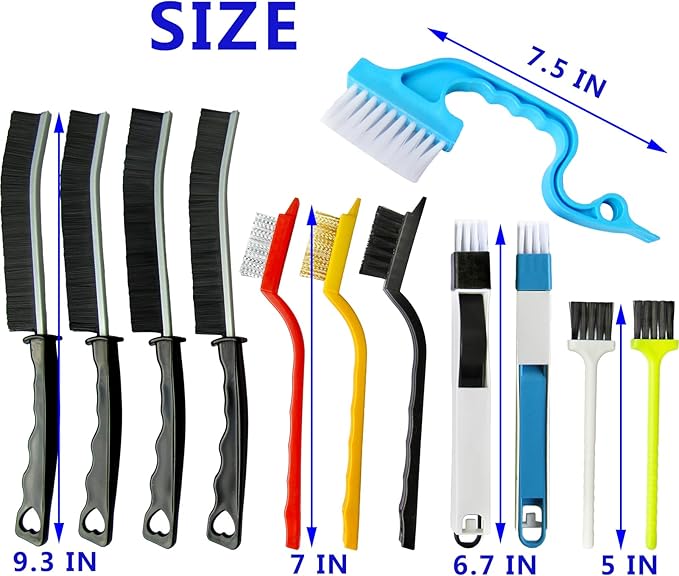 12Pcs Crevice Cleaning Brush,Small Gap Cleaning Brushes for Cleaning Bathroom,Kitchen,Window Grooves,Corners, Sinks, washbasins, Showers, faucets, bathtubs, Gas Stove and Tiles-HomvellaHome