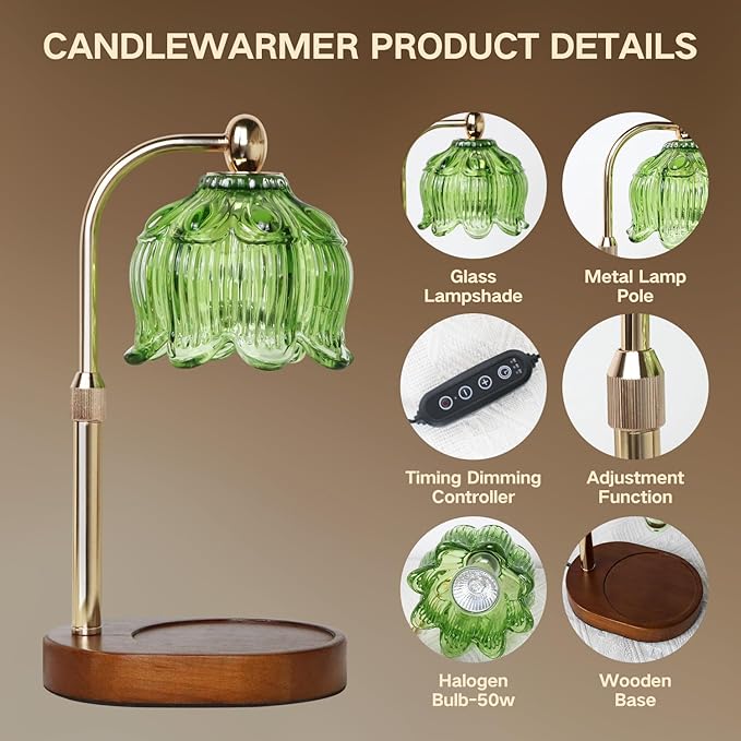 GEEZO Fragrance Candle Warmer Lamp，Electric Candle Warmer with Timer & Dimmer，Mom Christmas Birthday Gifts for Women, House Warming Gifts New Home Bedroom Decor-HomvellaHome