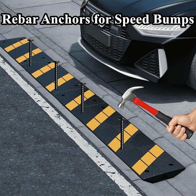 16 Inch Rebar Stakes 10 Pack Heavy Duty Ground Anchors 1/2 Inch Diameter Galvanized Steel Asphalt Anchoring Metal Spikes for Speed Bump, Parking Curb and Camping Tent-HomvellaHome