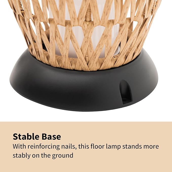 2 Pack Large Patio Solar Powered Lanterns for Garden Outdoor Decorative Floor Lamp Water-Resistant Wicker Lights for Deck Backyard-HomvellaHome