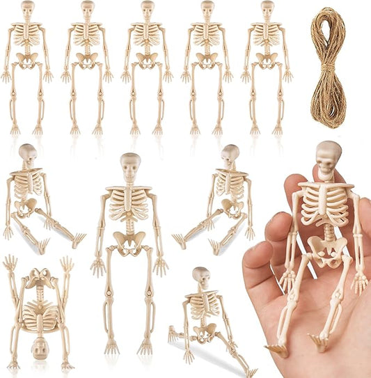 10 Pcs Halloween Mini Skeleton Figurine Decoration,6”Halloween posable Skeleton Decor,Small Plastic Skeleton Figure for Spooky Home Decor Haunted House Decorations Party Favors-HomvellaHome