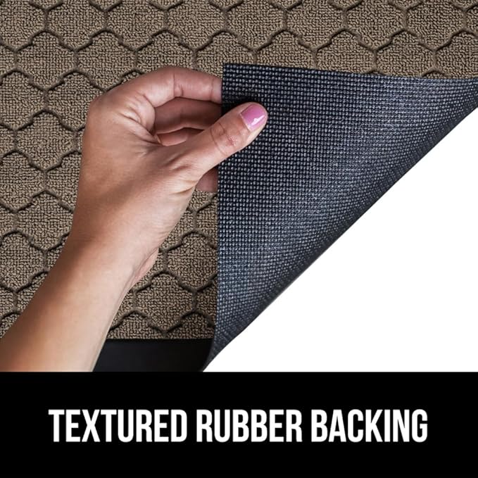 GORILLA GRIP 100% Waterproof All-Season WeatherMax Doormat 35x23, US Designed Natural Rubber, Stain and Fade Resistant, Low Profile Indoor Outdoor Door Mats, Easy Clean Patio Mat, Latte Quatrefoil-HomvellaHome