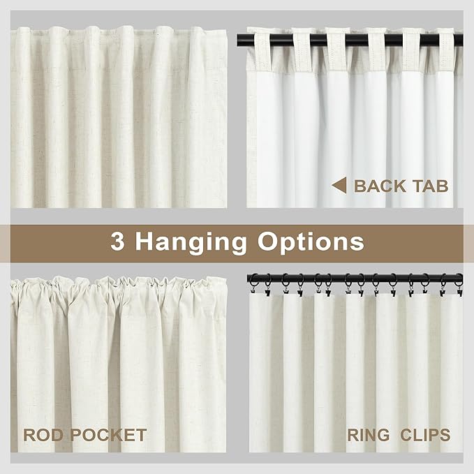 100% Blackout Elegant Curtains 95 Inch Length 2 Panel Set for Living Room Sunroom Back Tab Thermal Insulated Custom Curtains for Windows Boho Farmhouse Drapes 95 Inch Long Office Ivory Cream Off White-HomvellaHome