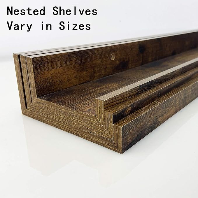 Giftgarden 36 Inch Large Floating Shelves for Wall Set of 3, Rustic Picture Ledge Wall Shelf for Bedroom Kitchen Bathroom Living Room Nursery Display, 3 Different Sizes-HomvellaHome