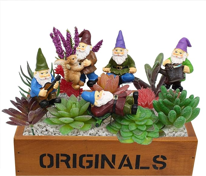Garden Miniature Gnomes Set of 5PCS,Happy Life Gift for Outdoor Fairy Garden Yard Lawn Décor-HomvellaHome