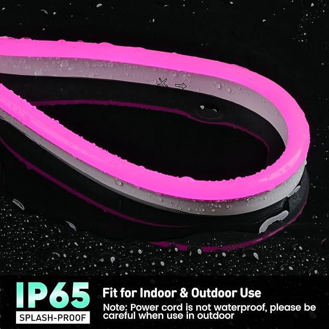 GZBtech Flexible LED Neon Rope Lights 33FT,AC 110-120V Waterproof Strip Light, 120 LEDs/M Cuttable Connectable Neon Lighting for Indoor Outdoor Home Decor/Commercial Building Use-Pink 10M-HomvellaHome